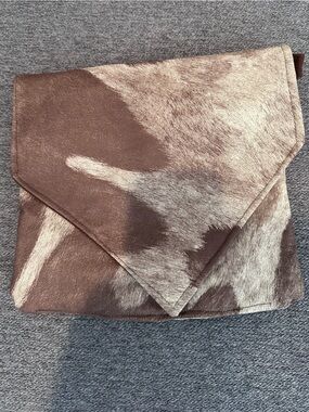 Brown Cowhide vinyl Envelope Clutch